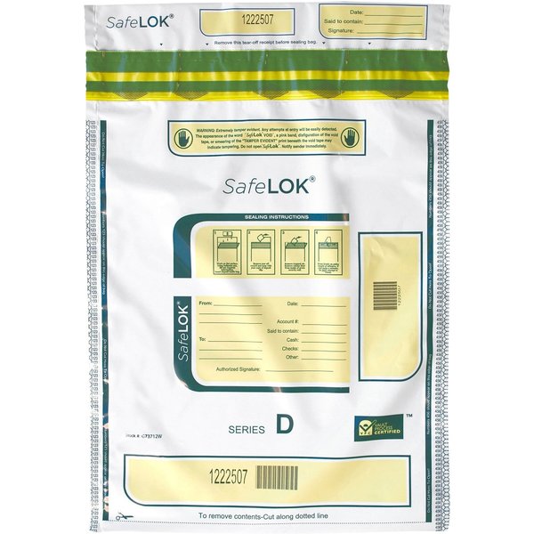 Controltek SafeLOK Tamper-Evident Deposit Bags, 100PK CNK585094